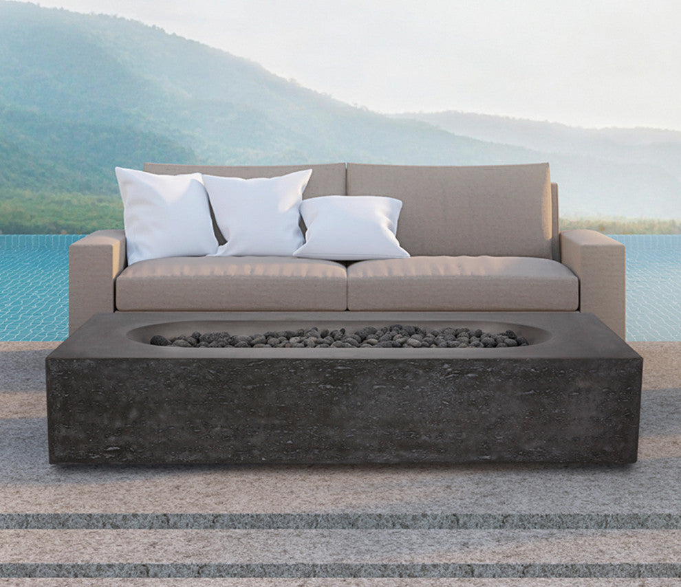 Pyromania Alchemy Concrete Fire Pit Table, 60"x30", Charcoal, Propane