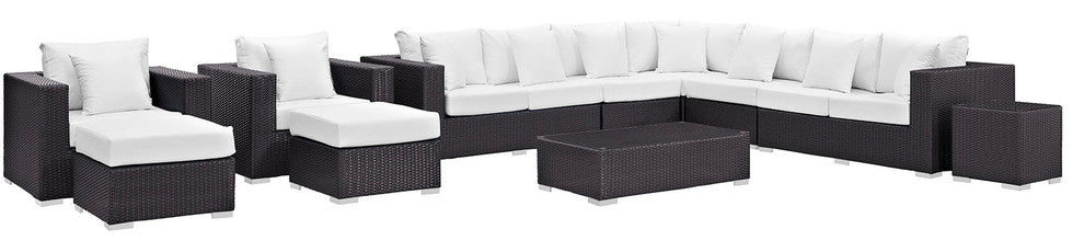 Espresso White Convene 11-Piece Outdoor Patio Sectional Set
