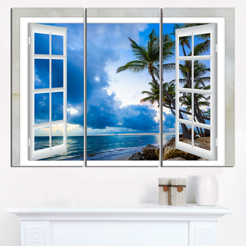 "Window Open to Cloudy Blue Sky" Metal Wall Art, 3 Panels, 36"x28"
