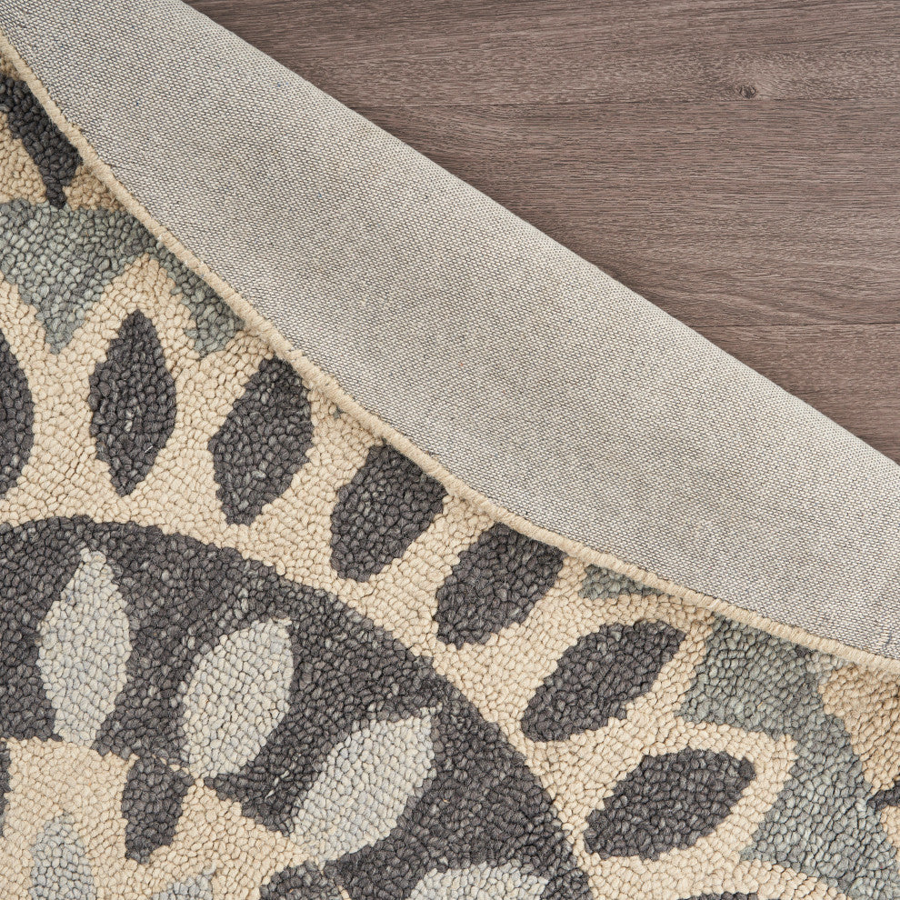 Modern Bloomed Mandala Area Rug, 4' Round