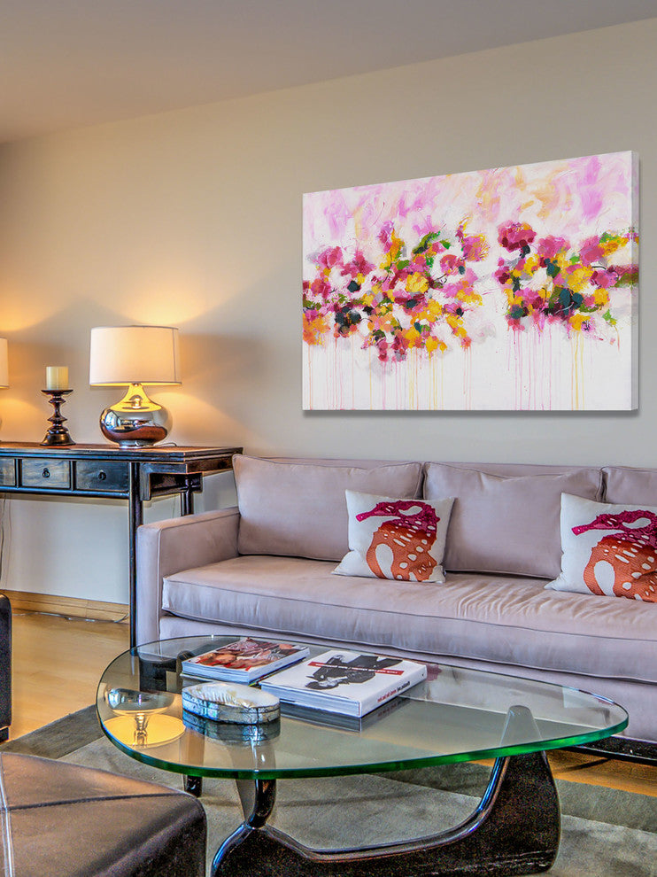 "Blossoming Love" by Julie Joy Painting Print Wrapped Canvas, 18x12