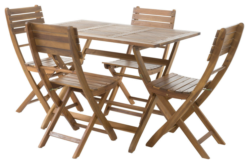 GDF Studio Vicaro Outdoor Acacia Wood Foldable Dining Set