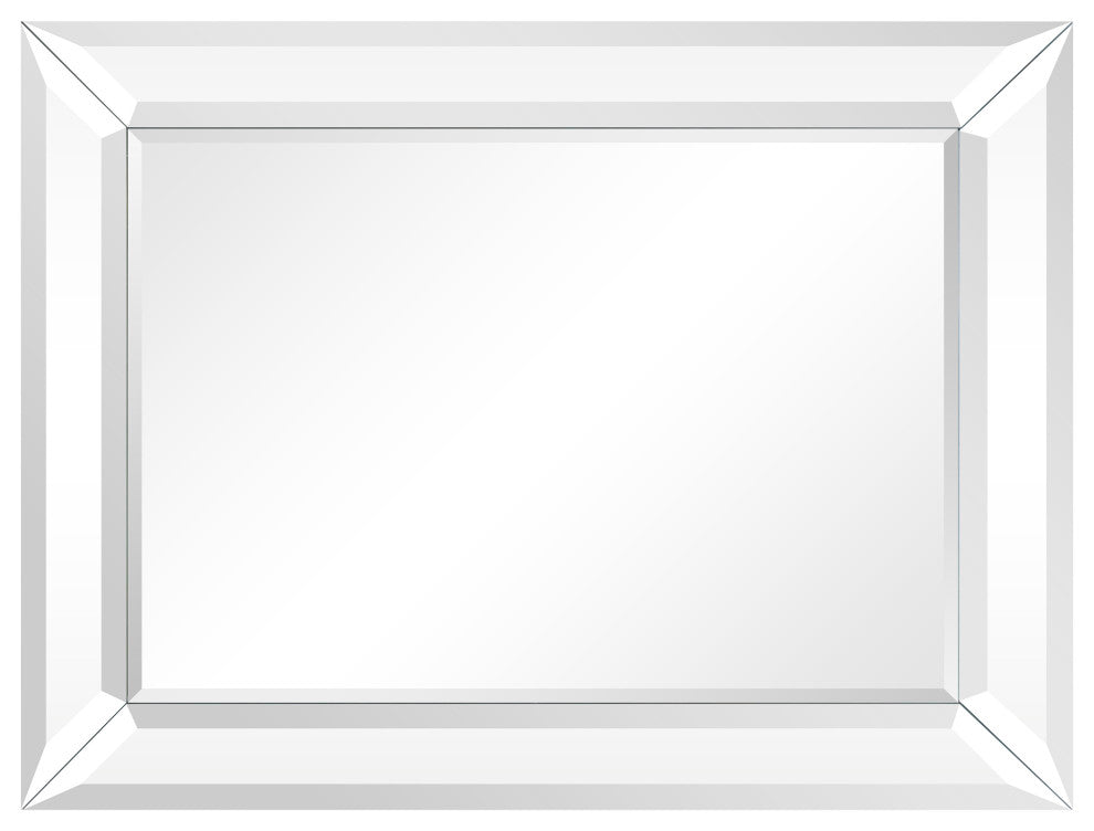 Rectangular Beveled Diamond Silver Framed Wall Mirror