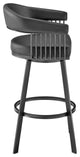 Chelsea 30" Bar Height Swivel Bar Stool, Black Finish and Black Faux Leather