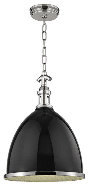 Viceroy, 1 Light, 13, Pendant, Black, Polished Nickel Finish