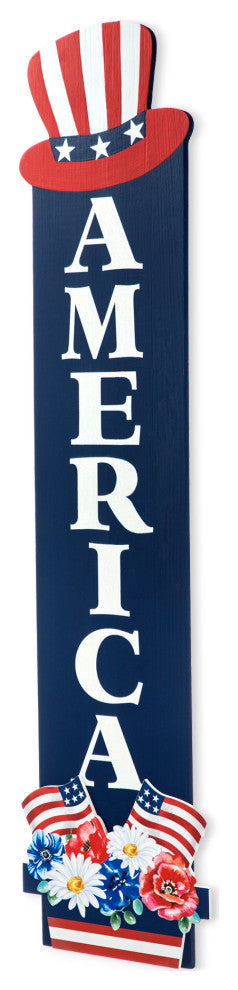 42"H Patriotic Wooden AMERICA Porch Decor
