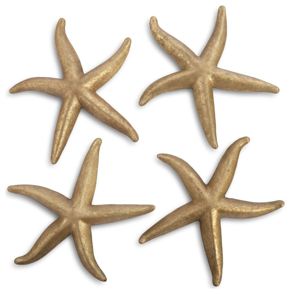 Starfish, Gold Leaf, 4-Piece Set, Small, Gold, Large