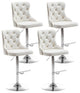 Counter Heigh Velvet Bar Stools Set of 4, Gray/Silver