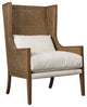 Michelle Oak and Rattan Upholstered Occasional Chair, Off-White