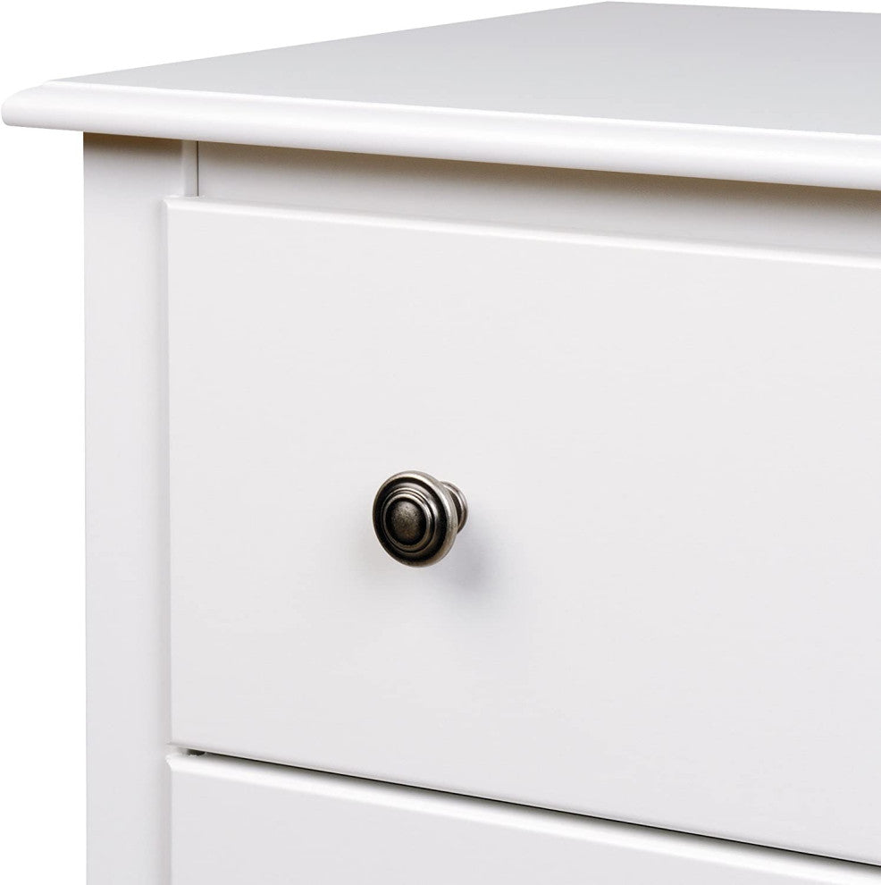 Contemporary Double Dresser, MDF Construction With 6 Storage Drawers, White