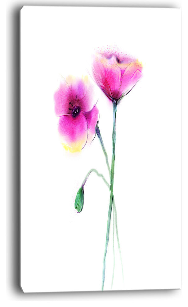 "Pair of Large Purple Poppy Flowers" Flower Canvas Wall Art, 20"x40"