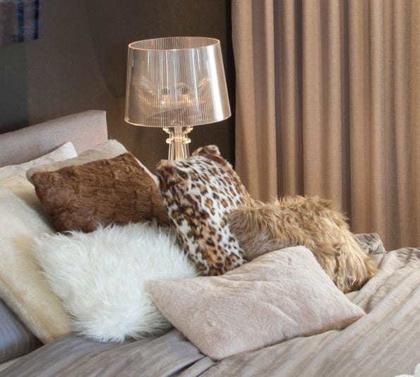 2-Pack Belton Faux Fur Pillow 12"x20", Brown Mink