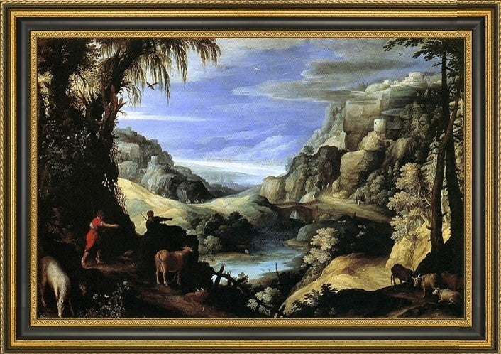 Paul Bril Landscape with Mercury and Argus Framed Premium Canvas Print, 16"x24"
