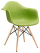 Eiffel Molded Armchairs Wood Dowel Base, Set of 2, Green