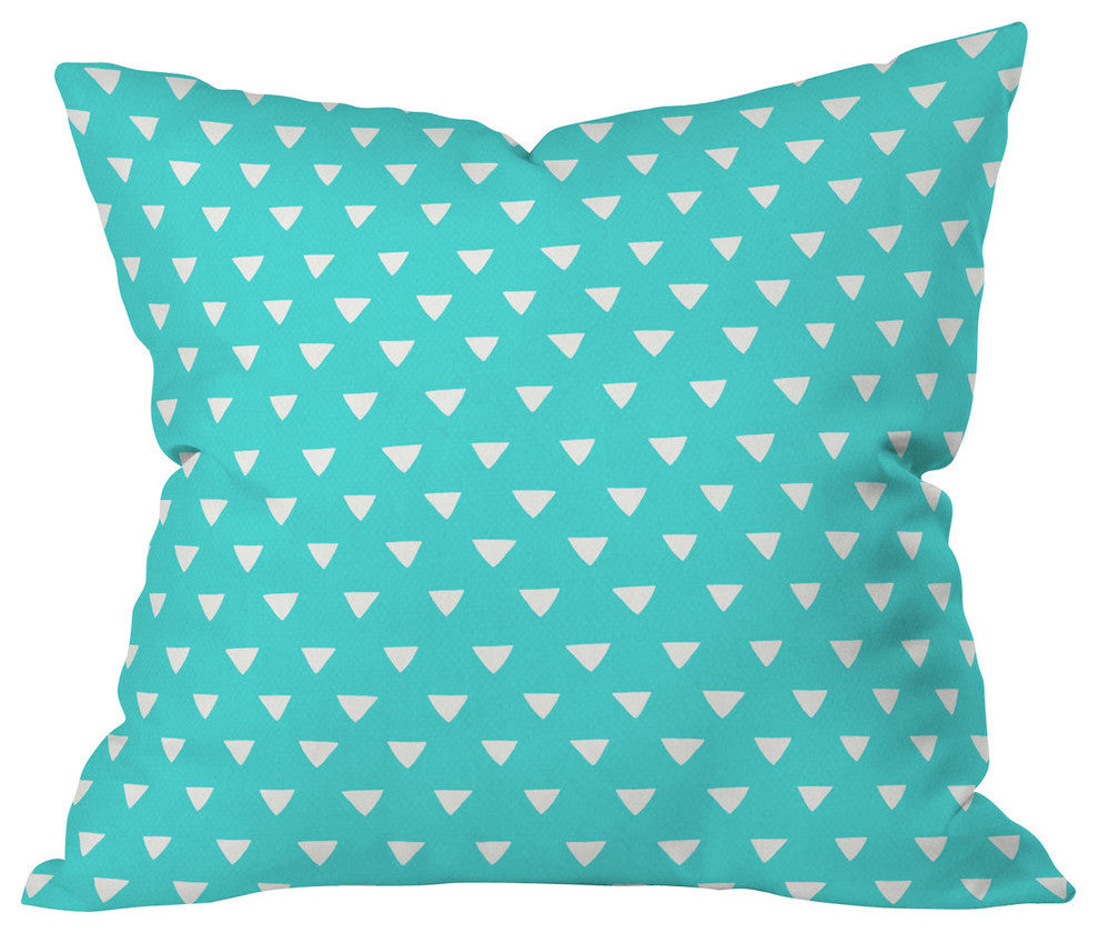 Bianca Green Geometric Confetti Teal Outdoor Throw Pillow, 16x16x4