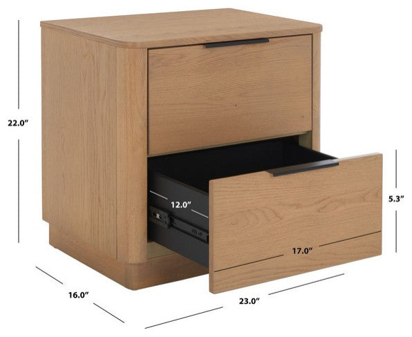 Safavieh Couture Gabrietta 2 Drawer Nightstand Natural / Black