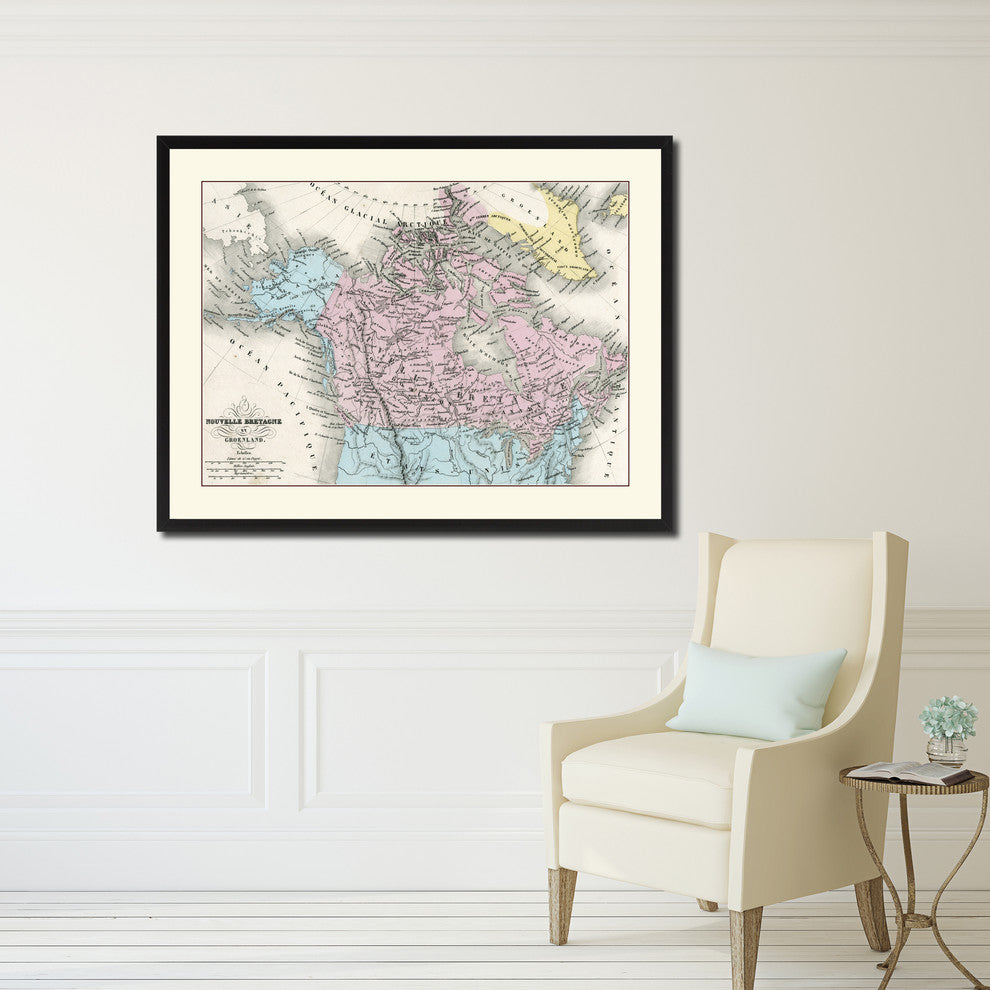 Canada Alaska Vintage Antique Map Wall Art, 16"x21"