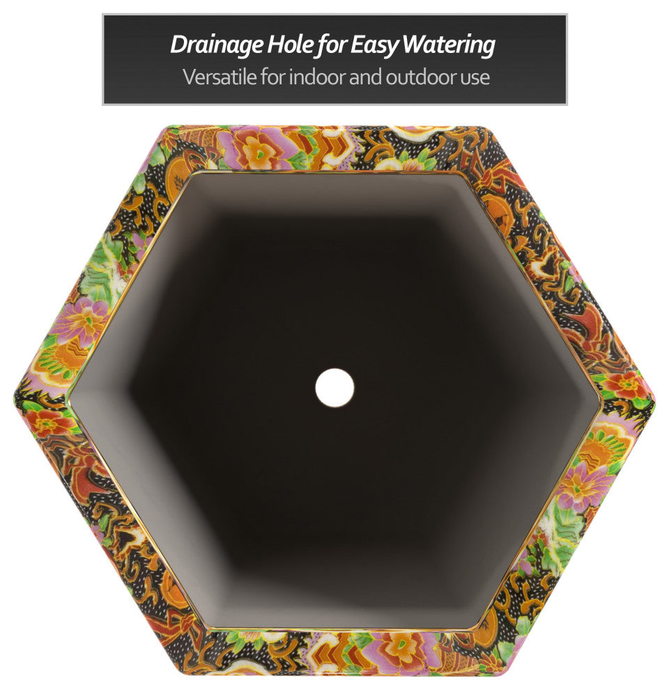 10" Satsuma Ladies and Peacock Porcelain Flower Pot