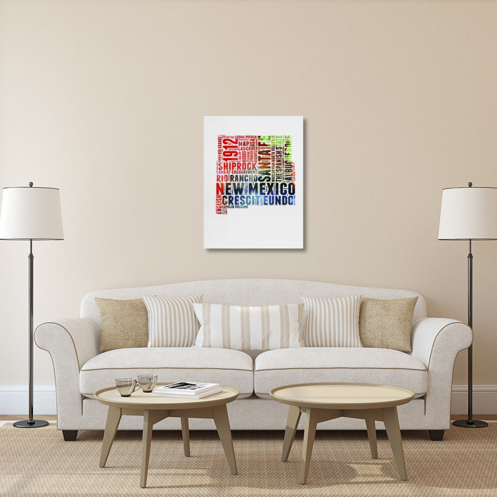 "New Mexico Watercolor Word Cloud" Fine Art Print