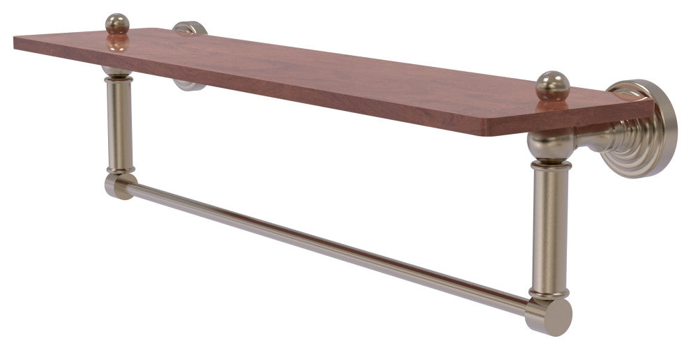 Waverly Place 22" Solid Wood Shelf and Towel Bar, Antique Pewter