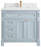 Paris 36" Center Sink Bathroom Vanity, Blue Heather 1.5" Empira Quartz