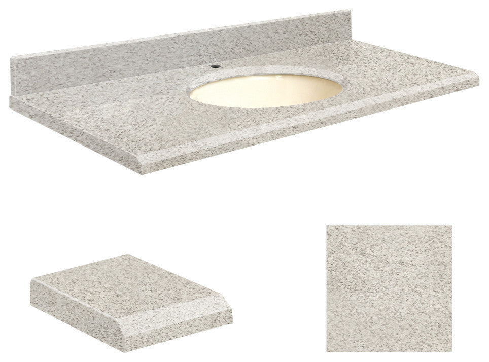 Quartz 37"x22" Vanity Top, Single Faucet Hole, Portage Pass, Biscuit Bowl
