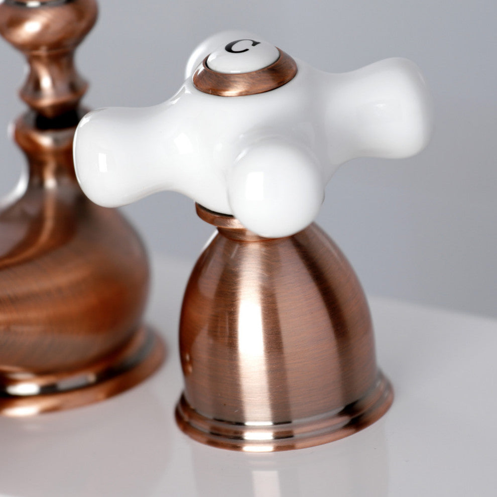 Kingston Brass KS395PXAC Widespread Bathroom Faucet, Antique Copper