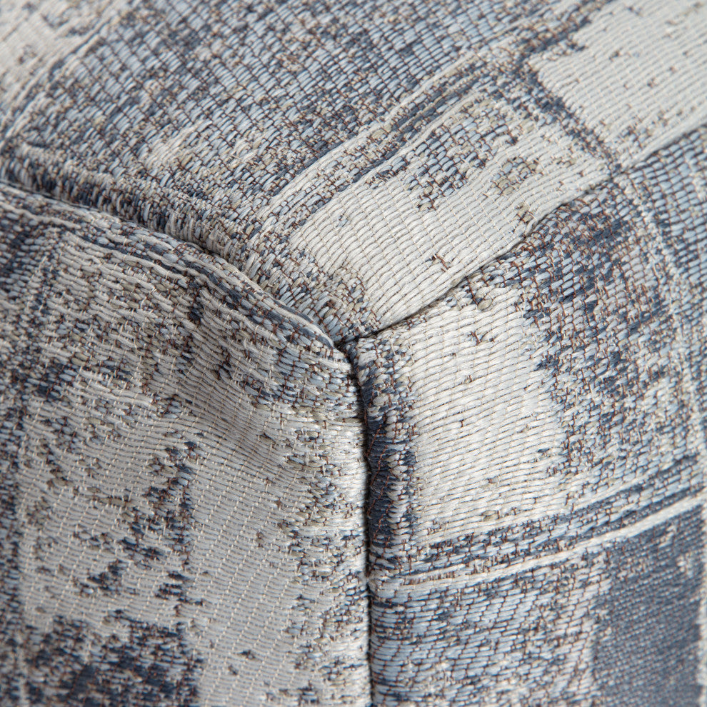 Biarritz 22" x 22" x 16" Gray and Ivory Pouf