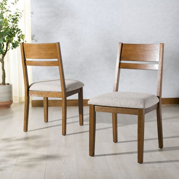 Safavieh Couture Bellalexa Wood Dining Chair, Medium Oak/Light Grey