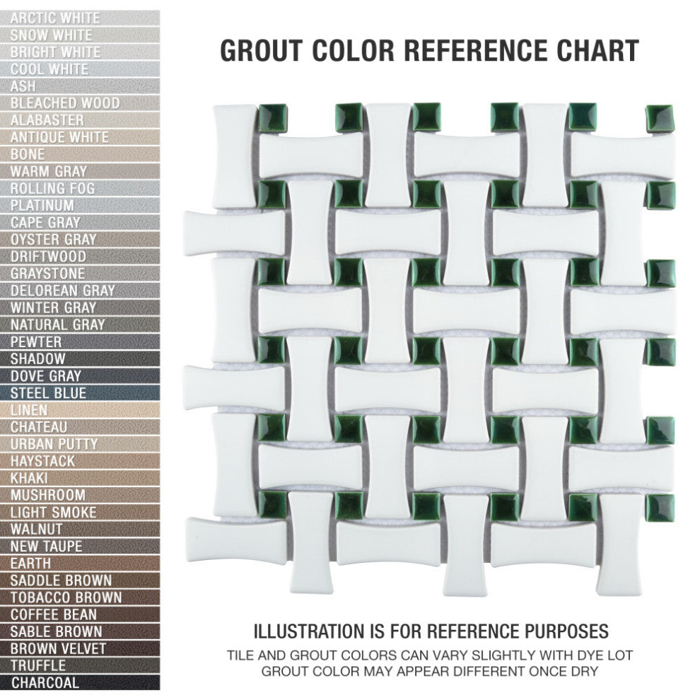 Metro Ion Dog Bone Basketweave Emerald Dot Porcelain Floor and Wall Tile