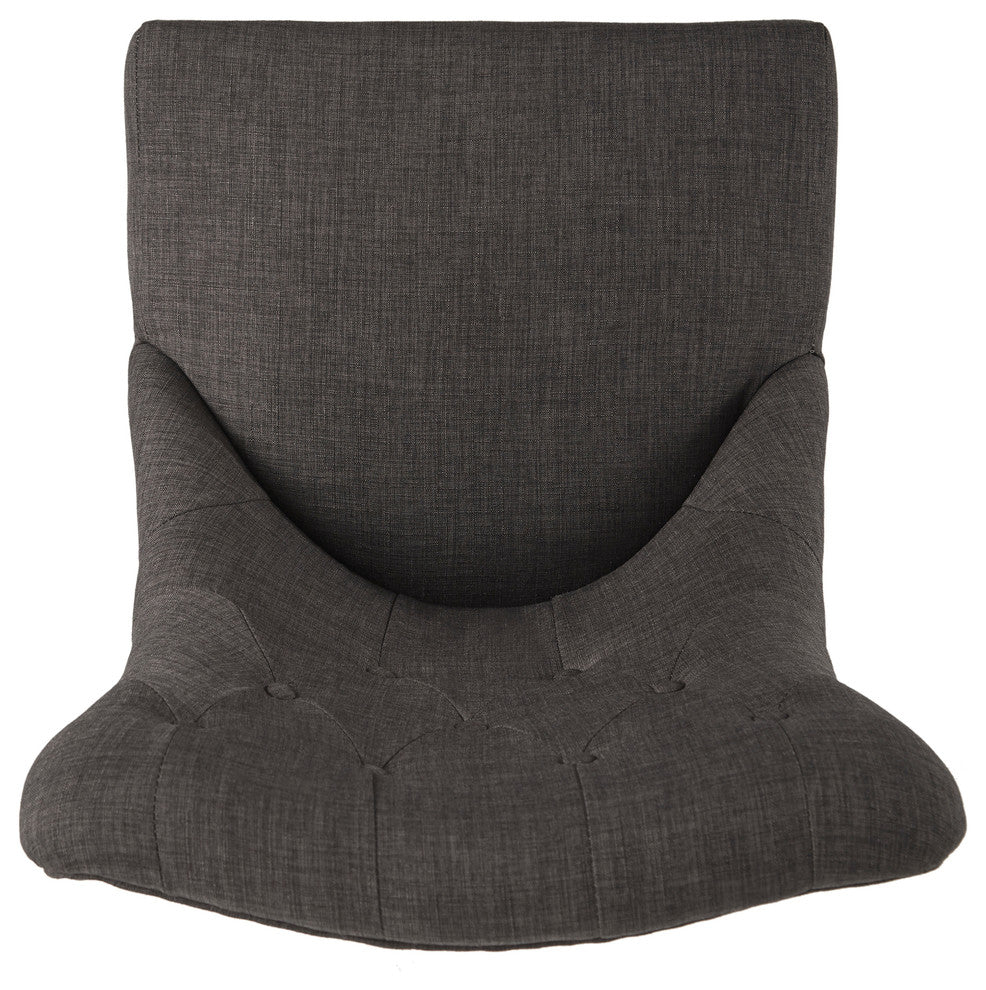 Keighley Button Tufted Hourglass Dining Chair, Set of 2, Dark Grey