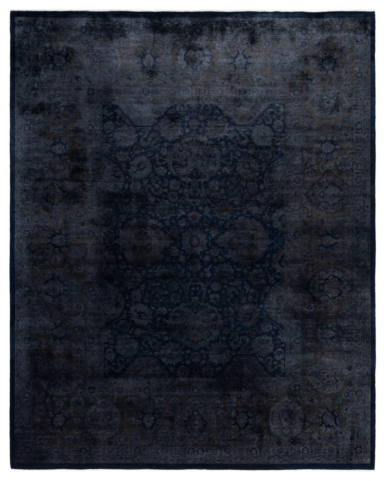 Overdyed One-of-a-Kind Hand-Knotted Area Rug Black, 8' 1" x 10' 3"