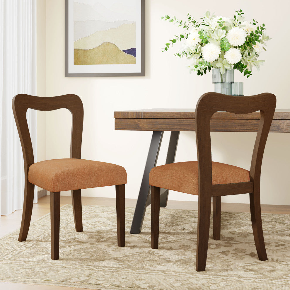 GDF Studio Modern Open Back Dining Chair, Set of 2, Walnut/Caramel