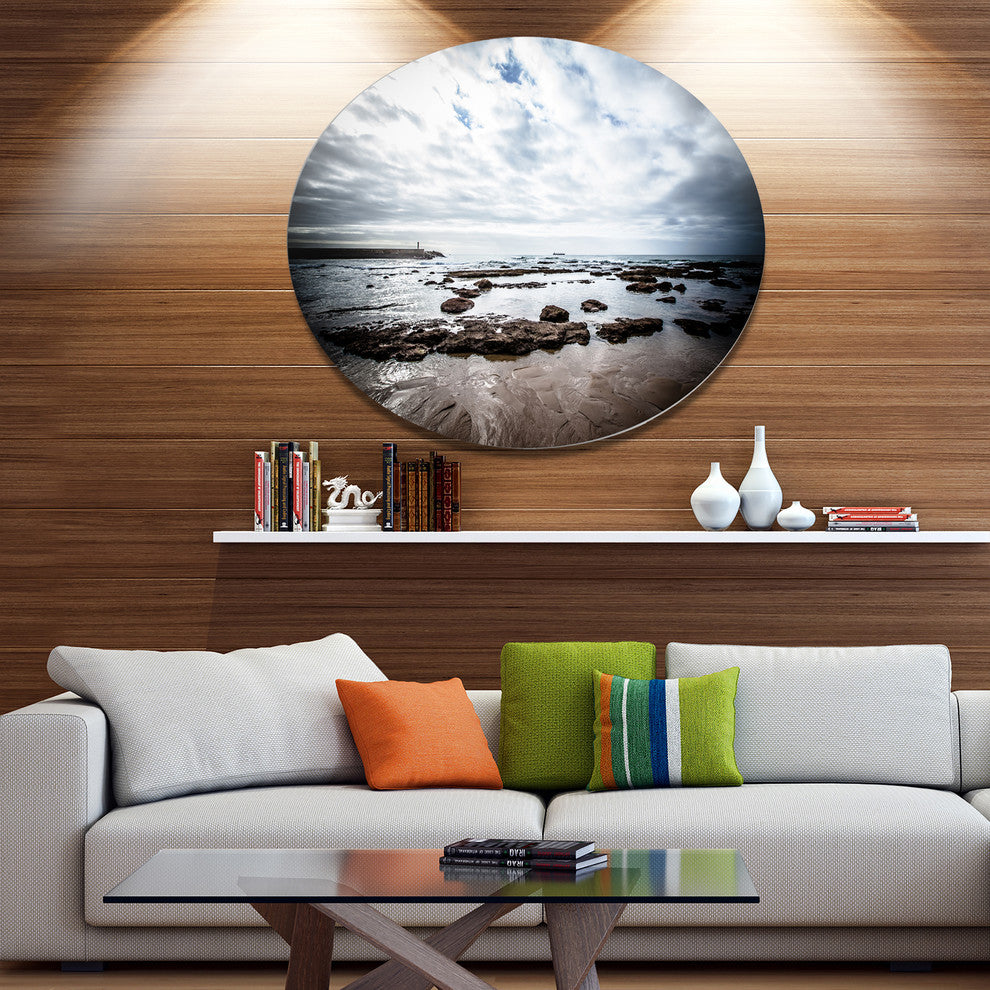 Dramatic Atlantic Coast At Low Tide, Seashore Round Wall Art, 23"