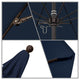7.5' Bronze Push Lift Fiberglass Rib Aluminum Umbrella, Olefin, Navy Blue