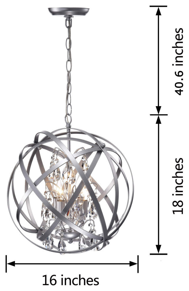 Chloe Matte Silver 4-light Crystal Orb Chandelier