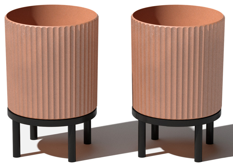 Veradek Demi Series Raised Planter With Stand, Terracotta/Black, 12", Set of 2