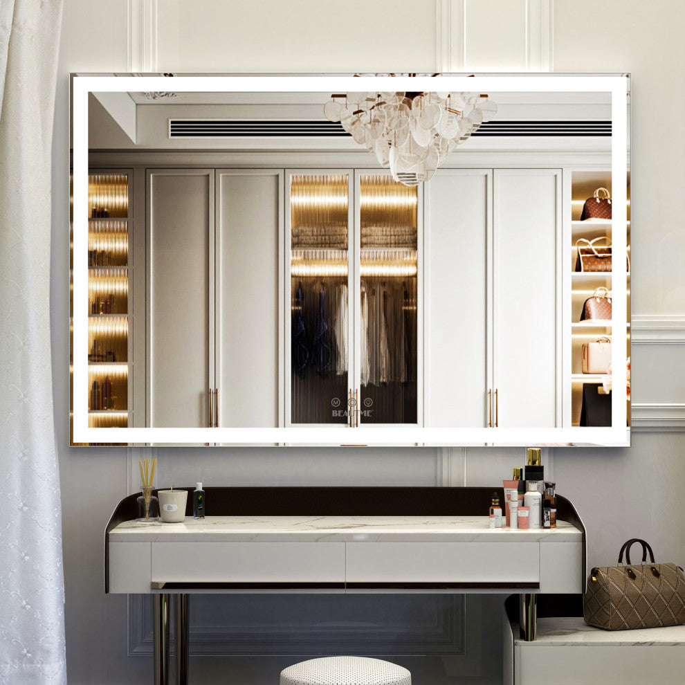 60x40" Rectangular Framed Wall Mounted LED Bathroom Vanity Mirror