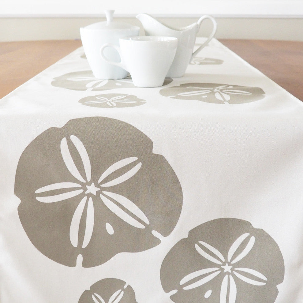 Sand Dollar Eco Coastal Table Runner, 16"x90", Cream
