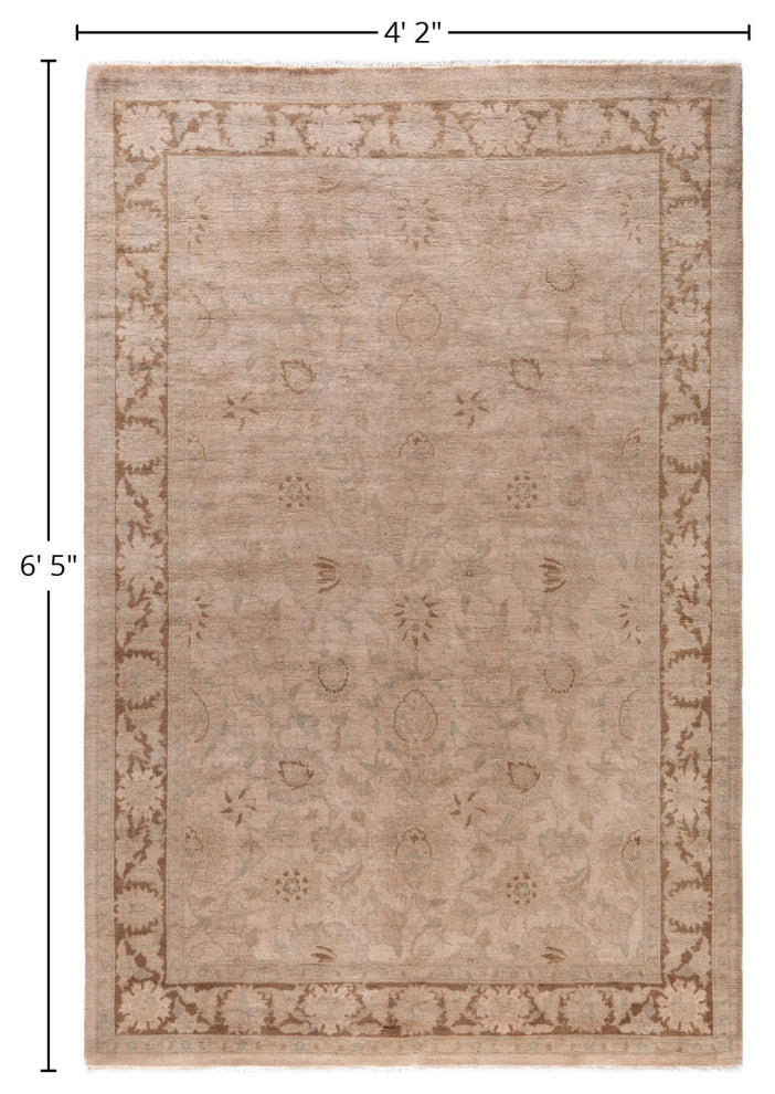Overdyed One-of-a-Kind Hand-Knotted Area Rug Beige, 4' 2" x 6' 5"