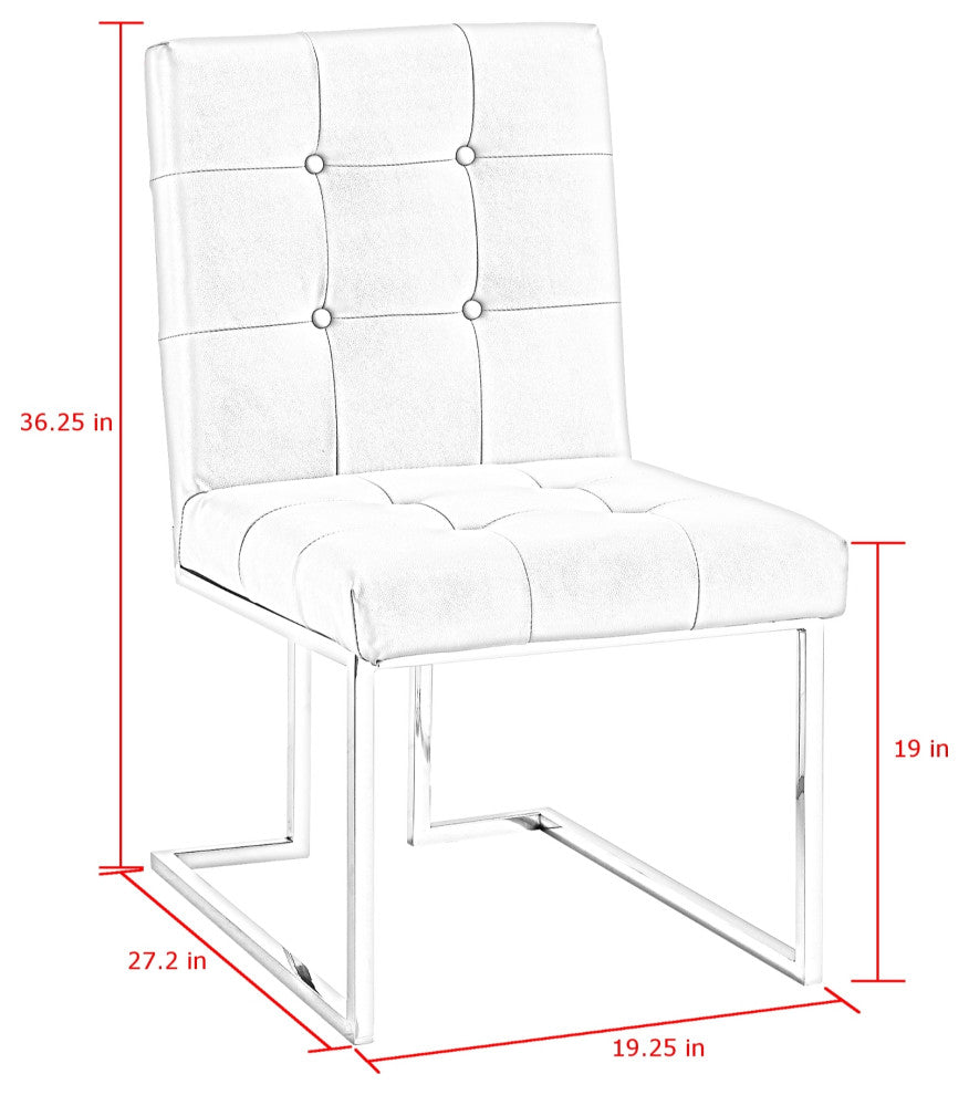 Adalie Tufted Armless Dining Chair, Set of 2, Light Grey Pu Leather