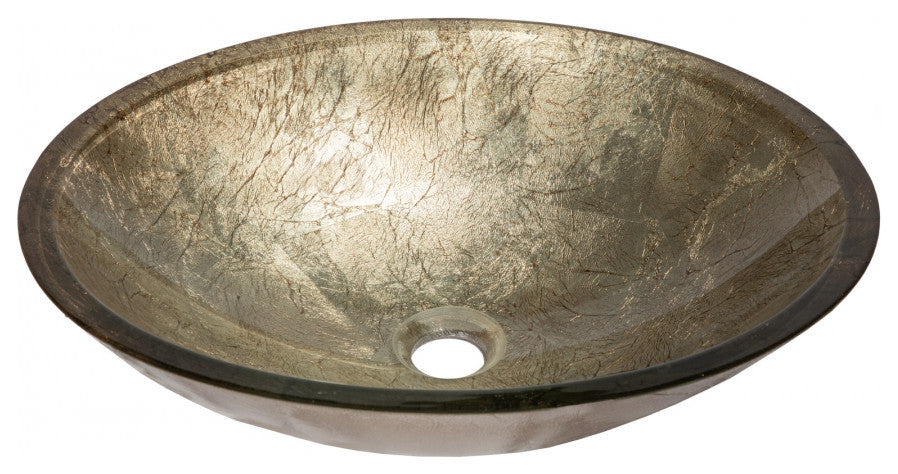 Eden Bath EB_GS76 Champagne Foil Oval Glass Vessel Sink