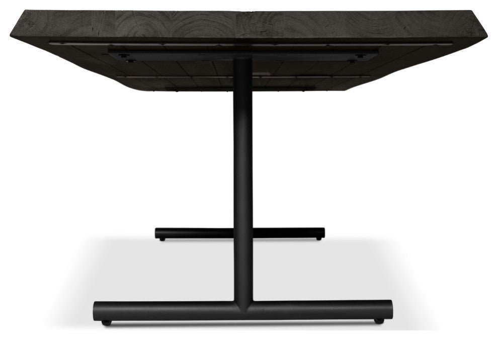 Brooks Dining Table, T Base, 40"x116", Ebonized Top, Black Base
