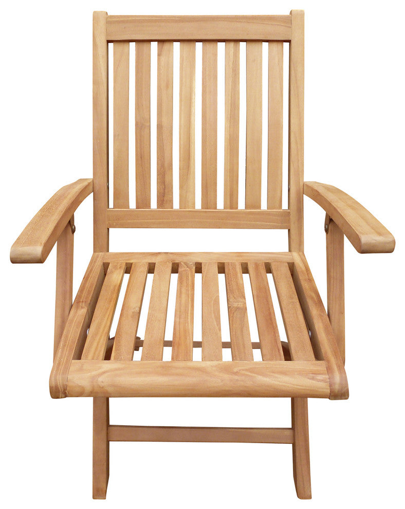 Seven Seas Teak Folding Outdoor Patio Arm Chair, Set of 2