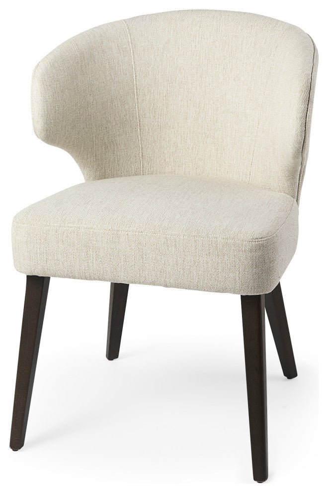Niles Cream Fabric Seat With Dark Brown Solid Wood Frame Wingback Dining Chair