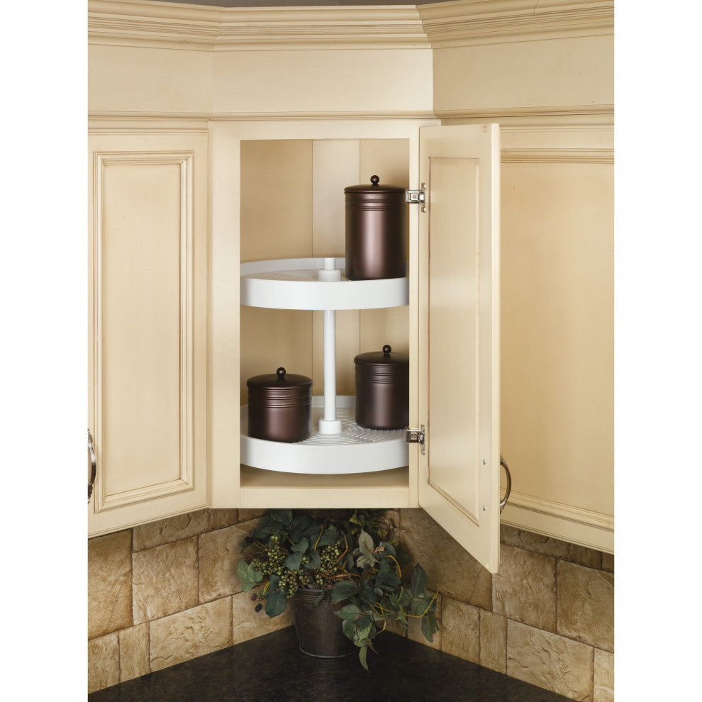Polymer Full Circle 2-Shelf Lazy Susan for Corner Base Cabinet, White, 32"W