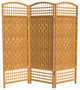 4' Tall Fiber Weave Room Divider, Light Beige, 3 Panels