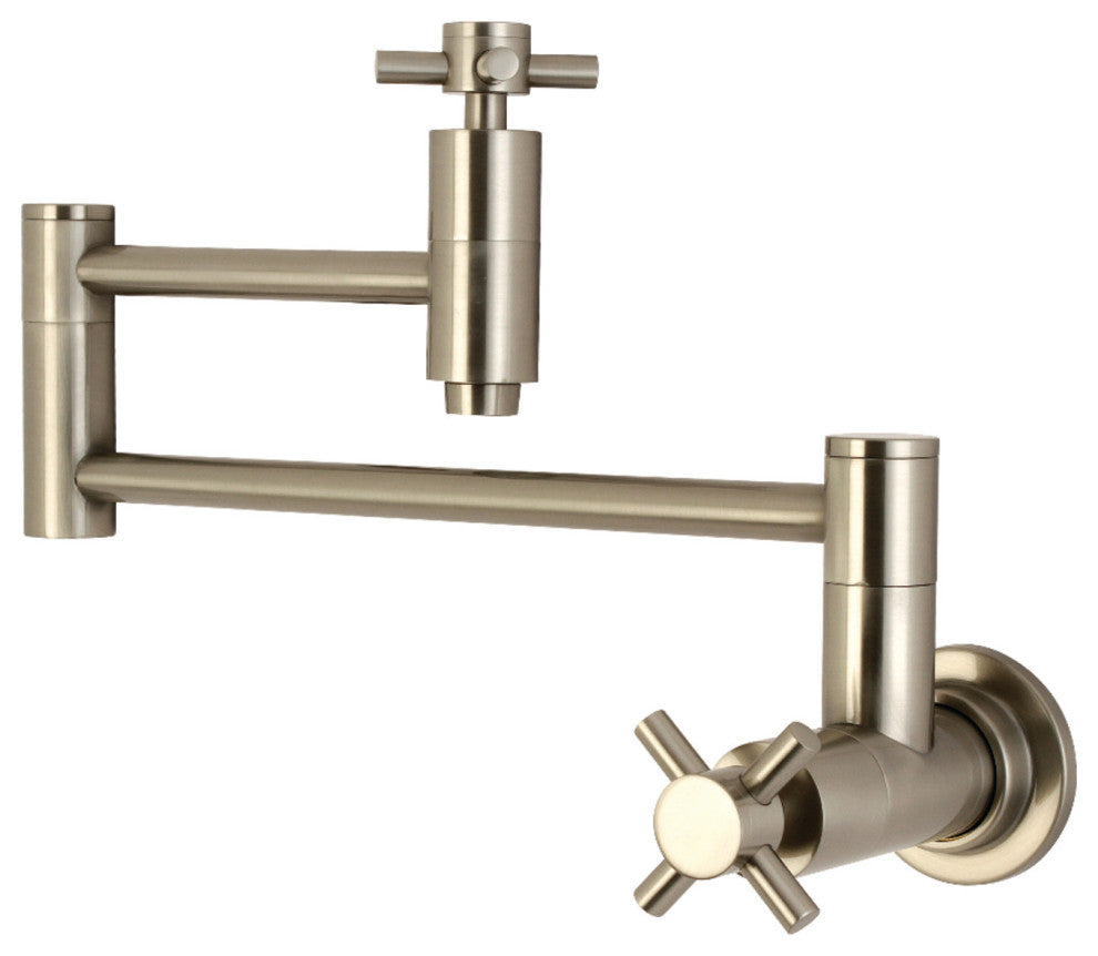 Kingston Brass Wall Mount Pot Filler Kitchen Faucet, Brushed Nickel