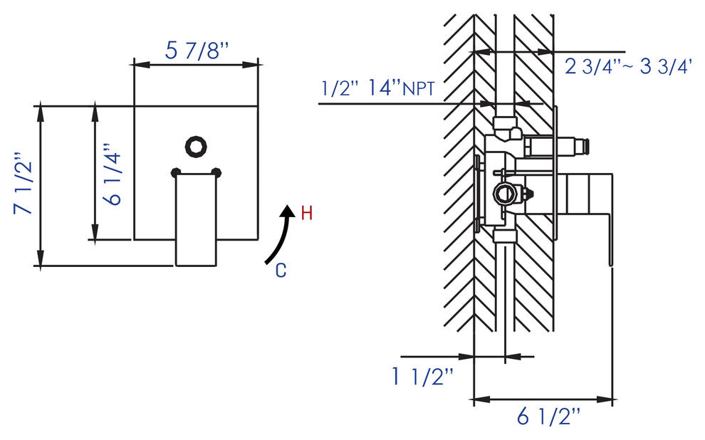 ALFI brand AB6801-PC Square Pressure Balanced Shower Mixer with Diverter