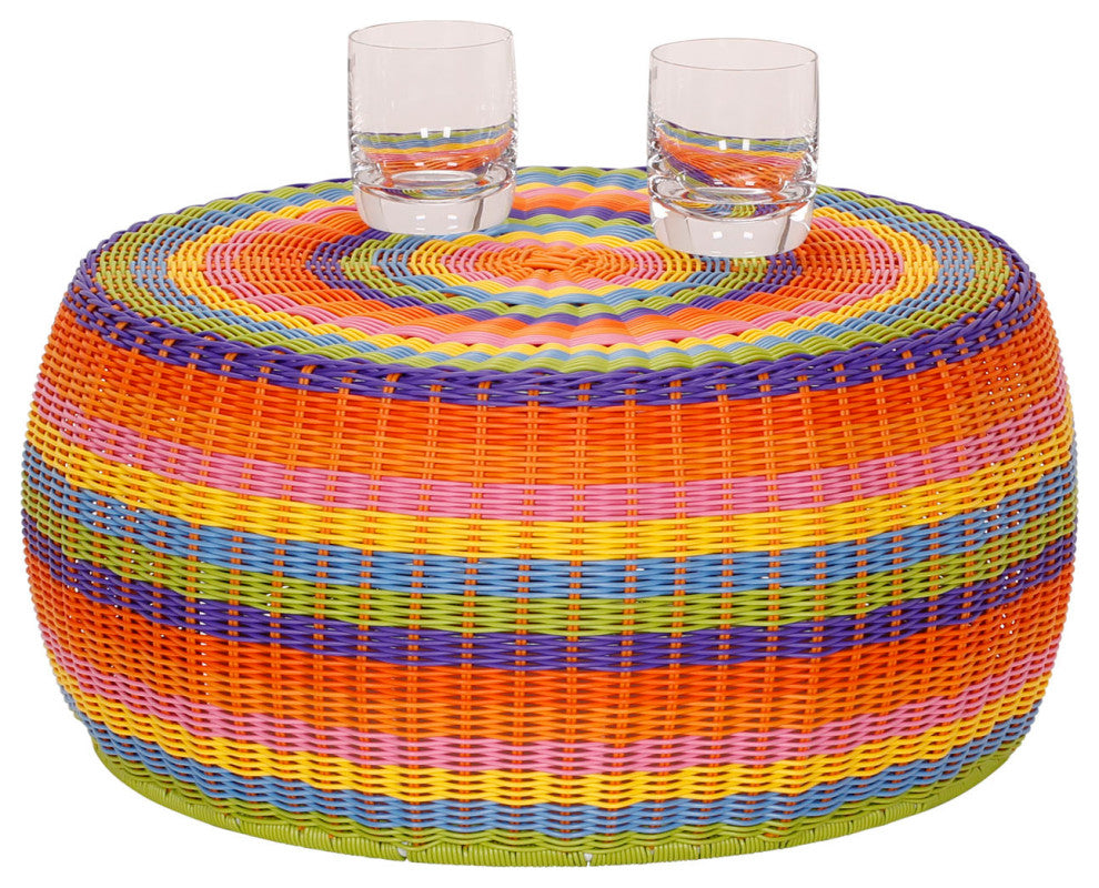 Handwoven Resin Storage Stool Ottoman